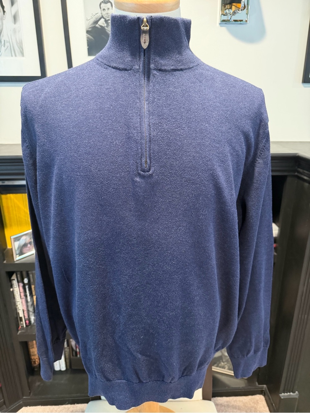 Brooks Brothers Quarter-Zip Cotton Pullover. Size XL. Blue. Very Good Condition